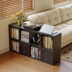 IRONMIX Metal 8 Cube Storage Organizer, Black Short Bookshelf with Storage, Horizontal TV Stand, Modern Cube Storage Shelf Small Cube Bookshelf for Living Room, Office, Library, Study, Easy Assembly