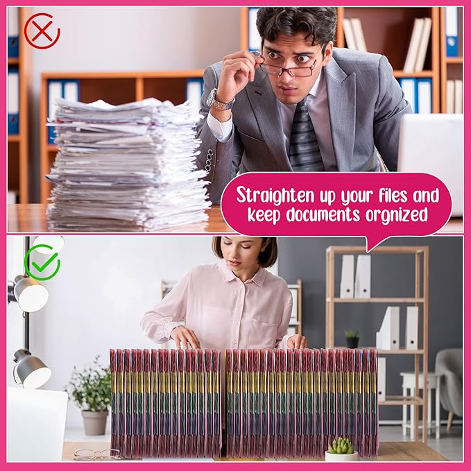 Noveread 1 Set 25 Alphabet File Dividers A-Z Tab Letter Size 1/5 Cut Tab Positions Alphabetical Number File Folder Organizer Guides Cabinet and Desk Dividers for School Office(Bright Colors)