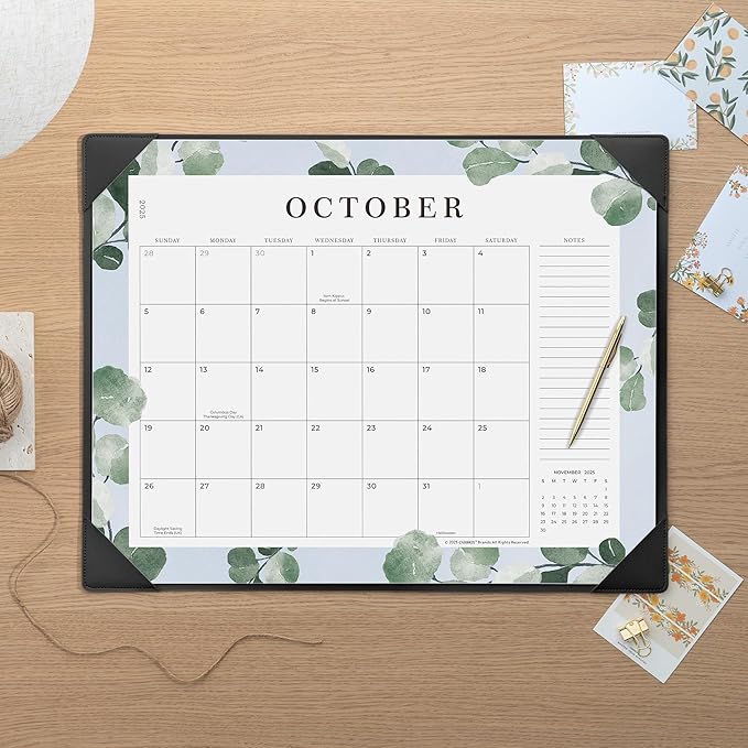 Cabbrix Desk Calendar 2026 with Desktop Mat, 21" x 16.5" Large Desk Calendar Covering January 2026 to December 2026, 12 Months Desktop Calendar for Home Office School Planning, Greenery