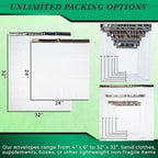 100 Pack Secure Seal White Poly Mailers - 19x24 Safe Shipping Bags - E-Commerce Self Sealing 2 Mil Poly Envelopes for Shipping