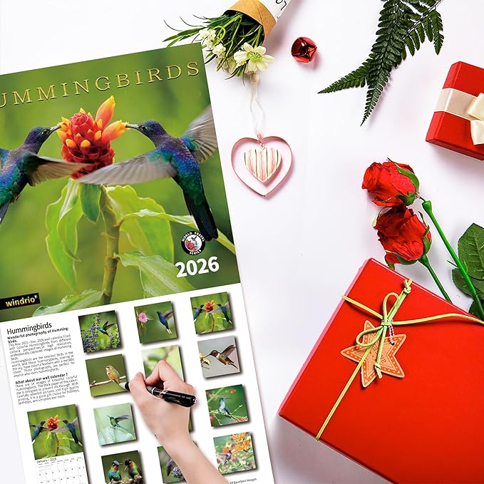 2026 Wall Calendar,Calendar 2026, November 2025 - December 2026, Wall Calendar Hummingbird, 12" x 24" Opened,Full Page Months Thick & Sturdy Paper for Calendar Organizing & Planning