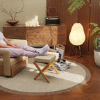 BAMBOOHOMIE Foldable Foot Stool Ottoman, Modern Foot Rest with Bamboo X Legs & Thick Foam Cushion, Folding Foot Stools Small Padded for Bedroom Living Room, Footstool for Chair Couch (Natural - Brown)