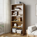Bevfint 70 in Tall Bookcase, White Bookshelf Open Storage 5-Tier Shelves, 33 inch Wide Floor Standing Indoor Furniture, Book Cases for Home School Library Office Bedroom Kids, Vintage Oak 5 Tiers