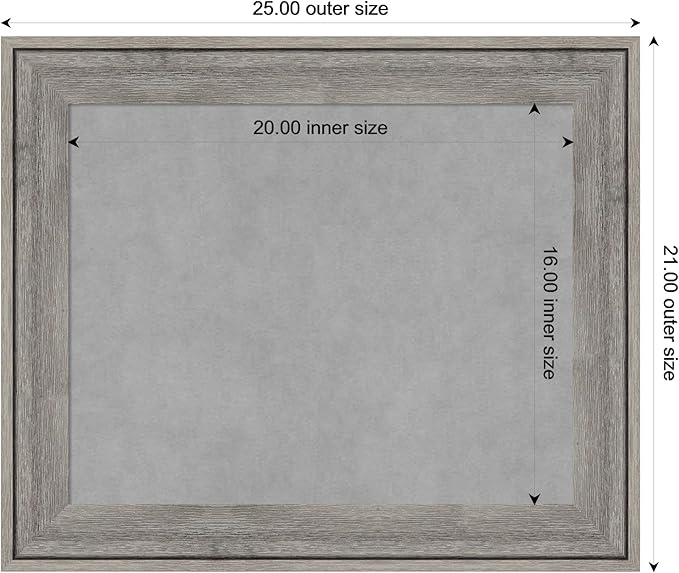 Amanti Art Grey Framed Magnetic Board 21x25 Small Vision Board for use with Magnets, 100% Metal Sheet to Display Items as Office Decor or for Home Organization in mudroom, Kitchen or Kids Room