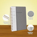 Spiral Notebook-5.75" x 8.125" College Ruled Journal with Inner Pockets and 160 Pages,PU Leather Cover Business Journal, Twin-Wire Binding Notebook Perfect for Office & Home School Supplies 3 pack Grey