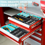 FLYVOLE Tool Box Organizer Tray, Toolbox Desk Drawer Organizer, Tool Box Tray, Toolbox Organization Storage for Rolling Tool Chest (60PCS (Blue+Black))