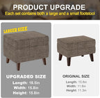 FAGAGA Foot Rests with Adjustable Cover, BOGO, Storage Ottoman Dorm, Footstool and Sitting Stool, Ottoman Foot Stool Set for Living Room, Bedroom, Dorm, Brown