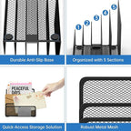 ReePlan Mail Organizer with 5 Slot, Metal Mail Holder for Desk, Office File Holder Letter Organizer for Mails (Black)