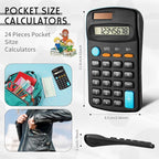 Flutesan 24 Pieces Basic Mini Calculators Bulk for Students 8 Digit Display Small Pocket Size Hand Held Calculators Desktop School Supplies for Classroom Desktop Home High School College Office