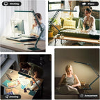 SKYLEO LED Desk Lamp with Slim Base - Adjustable Swing Arm Desk Light, Dimmable, Timer, Eye Protection, Memory Function, 1300LM, 12W, Green