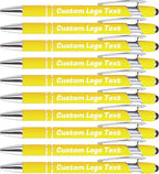 HEYZARDA Personalized Pens with Name Text Logo Custom Ballpoint Pen for Business Office Events with Stylus for Touchscreen 50 Pcs Yellow