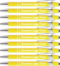 HEYZARDA Personalized Pens with Name Text Logo Custom Ballpoint Pen for Business Office Events with Stylus for Touchscreen 100 Pcs Yellow