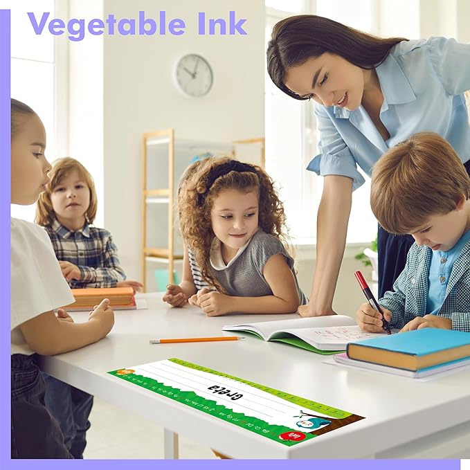 40 PCS Desk Name Tags, Erasable, Reusable & Waterproof Desk Nameplates with Alphabet, Number Line 1-30 Traditional Manuscript Name Plate for Classroom School Student (12” x 3.5”)