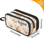 BOENLE Custom Cute Highland Cows Flowers Pencil Case Box Boys Girls Personalized Name Large Pencil Pouch Stationery Pen Bag Organizer for Kids Adults School Office