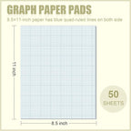 Ctosree 3 Pcs 8.5 x 11 Quadrille Pads 10 Squares Per Graph Paper Pad Back to School Engineer Grid Paper Pad for School Supplies 50 Sheets/Pack