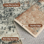 GENIMO 6x9 Area Rug-Washable, Lightweight Foldable Low Pile Carpet with Rubber Backing, Modern Pet Friendly Decorative Rug for Living Room, Bedroom, Playroom, Gray Mist