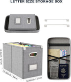 Oterri File Organizer Box with Lid, Hanging Filing File Box with Mesh Pocket, Document Organizer Box for Letter Files, Portable Storage Box with Smooth Sliding Rail for Office&Home(1 PCS, Grey)