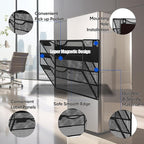 LQPAFZ 3-Tier Magnetic File Holder, No Drilling Installation File Cabinet Organizer, Black Magnetic File Organizer, Magazine Rack, Magnetic Paper Holder for Refrigerator, File Cabinets, Whiteboard