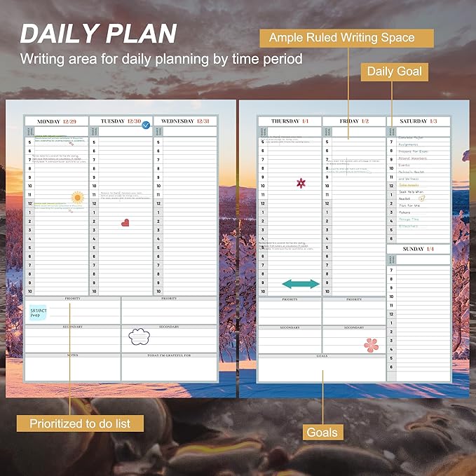 CAGIE 2026 Monthly Planner: 12 Months Jan 2026 - Dec 2026 Calendar Planner Weekly and Monthly 8.5" x 11" Large Spiral Planners for Women Hourly Daily Yearly Agenda with Tabs Stickers, Stone