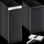 Containlol 60 Sets Moveable Shelf Label Display Holders with Label Inserts and Marker Clear Shelves Tag Plastic Shelf Markers Teachers Gift for Classroom Office Book Shelves(6.5 x 5.1 x 0.8 Inch)