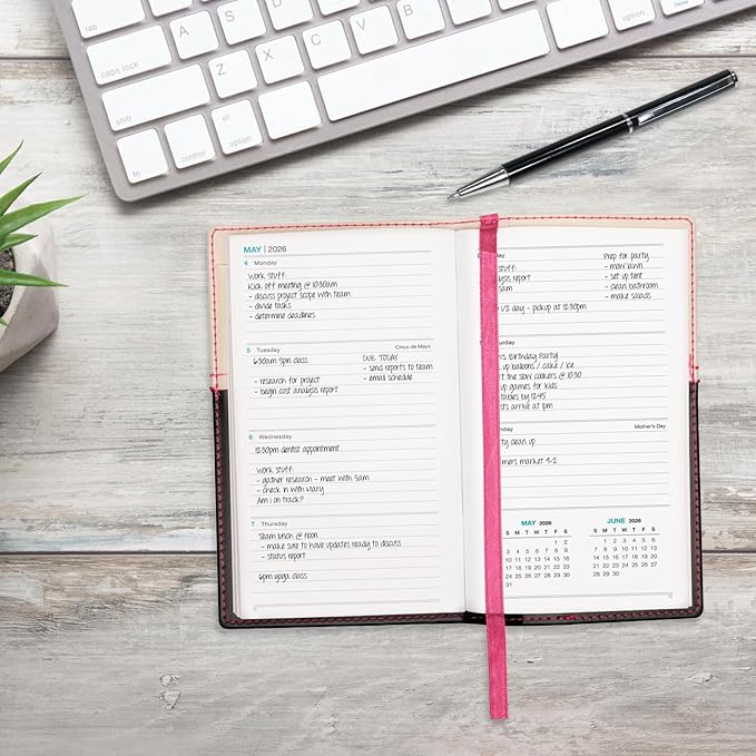 2026 Pocket Planner/Pocket Calendar, 3.5"x6": Includes 14 Months (November 2025 - December 2026) / 2026 Weekly Planner/Weekly Agenda/Monthly Calendar Organizer (Pink/Black)
