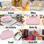 JOINPRO Pencil Case, Large Capacity Pencil Case Organizer; Double Zipper Storage Bag; Big Pencil Pouch for College School Office Teen Girl Boy Men Women Adult