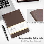 CAGIE Lined Journal Notebook for Men & Women,176 Pages A5 Medium Size Softcover Leather Journals for Writing,Travel,Business,Work & School, 100 GSM Thick Paper (5.7'' x 8.3'') (Taupe)