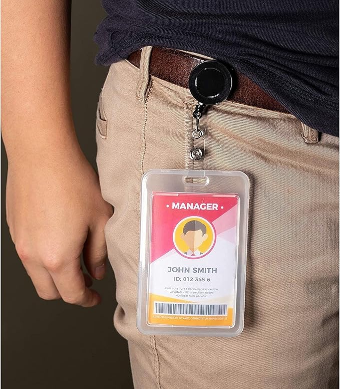 Juvale Badge Reels - 100 Pack, Black, 26.5 in Nylon Cord - Retractable Badge Reel & ID Card Holder Clips & Name Tag Holder for Nurses & Teachers
