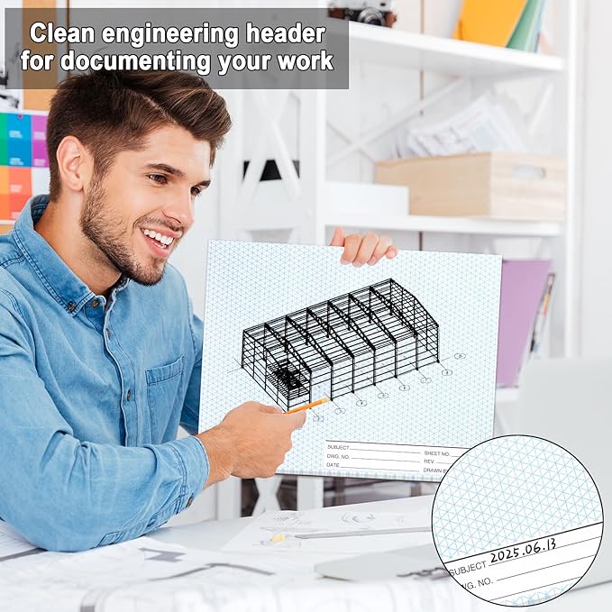 2 Pack 100 Sheets 8.5" x 11" Isometric Graph Paper Pad Landscape for 3D Designs Architecture Landscaping Engineering Drafting (Landscape)