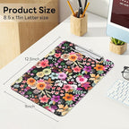 Luminzo Plastic Cute Clipboard Low-Profile Metal Clip, A4 Letter Size 9 x 12.5 in, 8.5 x 11 Paper Clip Board for Teachers, Nurses, Classroom,Watercolor Flower