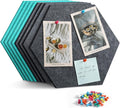 Uoisaiko 12" Large Bulletin Board with 30 Push Pins, Pack of 8 Hexagon Felt Pin Board Notice Boards for Home Office, Felt Wall Tiles for Photos Memos