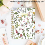 Undated Weekly and Monthly Planner – 12-Month To Do List Notebook Organizer with Goal & Habit Tracker, Spiral Bound Productivity Journal Ideal for Work, School & Home, 6.5" x 8.5", Wildfloral