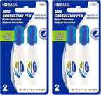 BAZIC Products Correction Pen – Corrections Fluid, Precise Metal Tip White Out, Ideal for School & Office Supplies, Alternative to Correction Solution, 2/Pack, 2-Packs