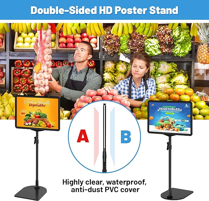 4Pack Sign Stand for Display 8.5 x 11, Adjustable Poster Stand for Table Top & Floor, Floor Standing Sign Holder, Signage Stands for Business, Tradeshow, Store, Farm Display Stands