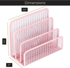 BLU MONACO | Pink Metal Mesh Letter Sorter with 3 Slots | Vertical Mail Organizer for Desk, Office & Home | Stylish Mail Holder for Envelopes, Documents & Files