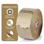 TAPEBEAR 1.5" Core Water Activated Tape, Fiber Reinforced Gummed Tape 2.75inch x 377ft, Eco-Friendly Kraft Paper Tape Biodegradable Brown Packing Tape for Security Sealing, Packaging, Shipping, 4Rolls