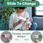 2 Pack Mom Door Sign - Do Not Disturb, Breastfeeding, Slide Door Sign (Brushed Silver, 8" x 2.6")