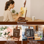 VISWIN 25" H-Frame Tabletop Easel for Painting, Adjustable Beech Wood Table Top Easel, Portable Art Easel for Adults, Artists, Beginners, Holds Canvas up to 15" – Walnut