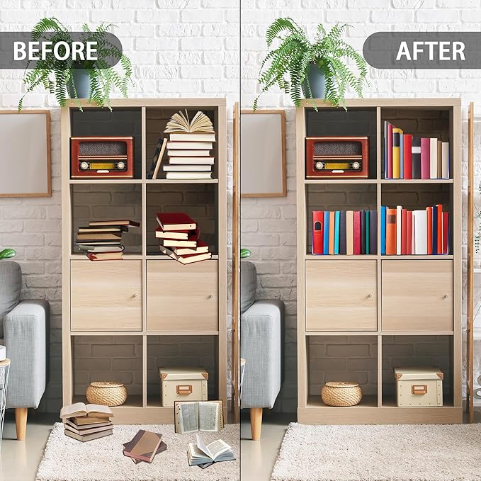 JIANTA Large Book Ends, Heavy Duty Metal Bookends, 2 Pairs/4 Pieces Book Stopper, Book Ends Support for Shelves, Black Non-Slip Bookshelf Holder Stand for Home Office Library School (8 x 5.3 x 4 in)