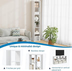 Jpiziso 6 Cube Storage Organizer Single Row, Cube Shelf with Heavy-Duty Thick Boards, 13.31" L x 9.37" W x 72.36" H, Smooth Easy-Clean Panels, Simple Assembly, for Living Room Bedroom Office, White