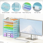 Cawukege 9 Tier Paper Organizer with Handle, Large Capacity Desk Organizer Mesh File Folder Letter Paper Tray Desktop Document Sorter for Classroom, School, and Office Accessories Organization- Blue
