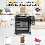 KZWKRG Magnetic File Holder, Magnetic File Organizer Wall Mount, 5 Tier Hanging Mail Organizer Folder Holder, Mesh Desk Accessories and Organizers, Paper Document Magazine Rack with 3 Pen Holder
