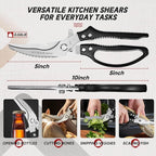 TIVOLI Poultry Shears Black,Japanese Kitchen Shears Heavy Duty with Non-Slip Handle & Safety Lock,Multifunctional Kitchen Scissors for Chicken, Meat, Turkey, Fish, Vegetables,Ideal Gift