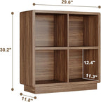 ChooChoo 4 Cube Storage Organizer, Wooden Bookcase with Storage, Cube Storage Bookshelf for Bedroom and Home Office, Brown Walnut