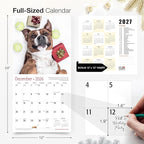 RED EMBER American Staffordshire Terriers 2026 Wall Calendar 12 Month | 12" x 24" Open | Thick & Sturdy Paper | Holiday Gift | Cute Puppy Dog Calendar 2026