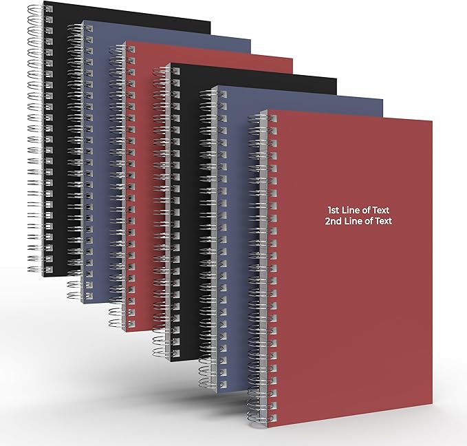 Custom Spiral Notebook Journals with Professional Colored Covers - 6 Pack of 5" x 8" – College Ruled, Hard Cover, 50 Sheets Per Book – For Journaling, Office, School Supplies, etc.