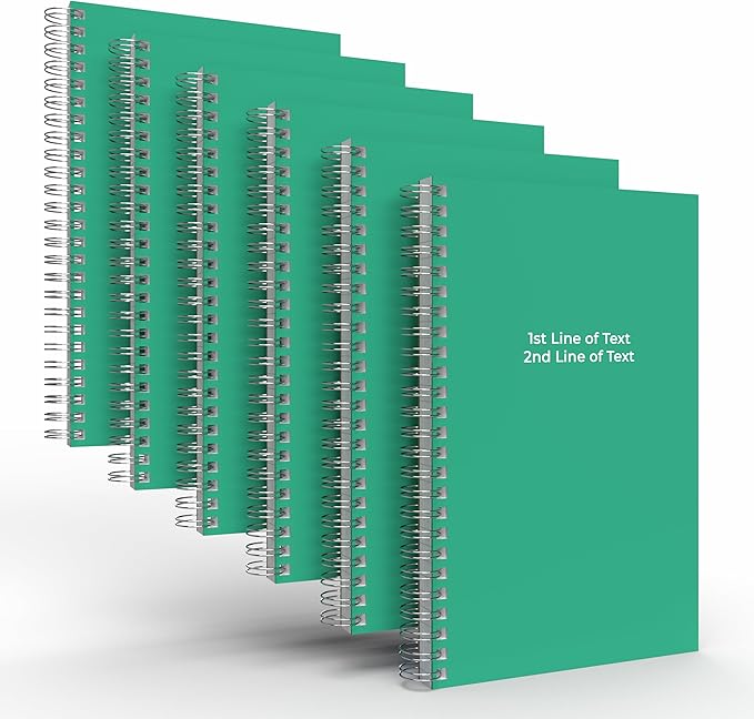 Custom Spiral Notebook Journals with a Green Colored Cover - 6 Pack of 5" x 8" – College Ruled, Hard Cover, 50 Sheets Per Book – For Journaling, Office, School Supplies, etc.