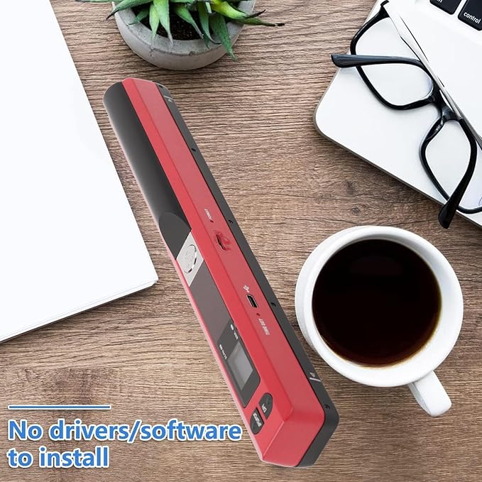 Marhynchus Portable Scanner Handheld Document Scanner with 300DPI 600DPI 900DPI Resolution Modes USB Connection for Business Home Office Use (Red)