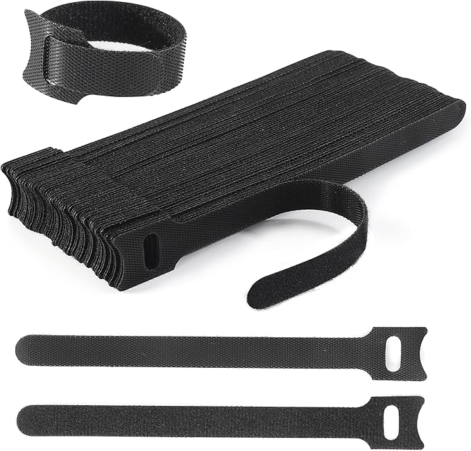 Nettbe Reusable Cable Ties, 60 PCS 8 Inches Adjustable Cord Straps Wire Organizer Cord Wrap and Hook Loop Cable Management