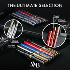 Wordsworth & Black Fountain Pen Set, Extra Fine Nib, Includes 24 Pack Ink Cartridges, Ink Refill Converter & Gift Pouch, Chrome Finish, Calligraphy, [Silver Chrome], Perfect for Men & Women